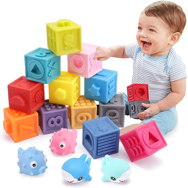Child playing with sensory blocks